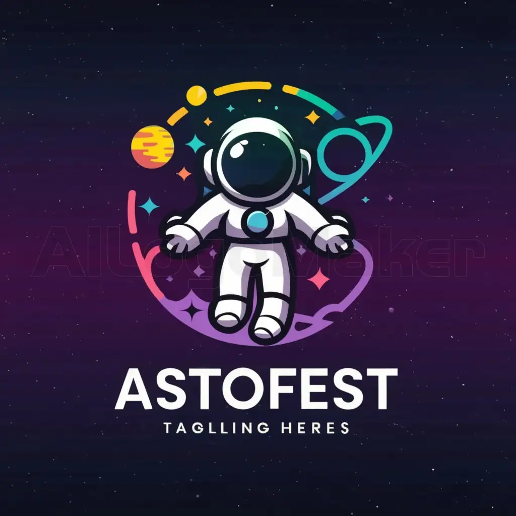 a logo design,with the text "Astrofest", main symbol:cosmonaut,complex,clear background