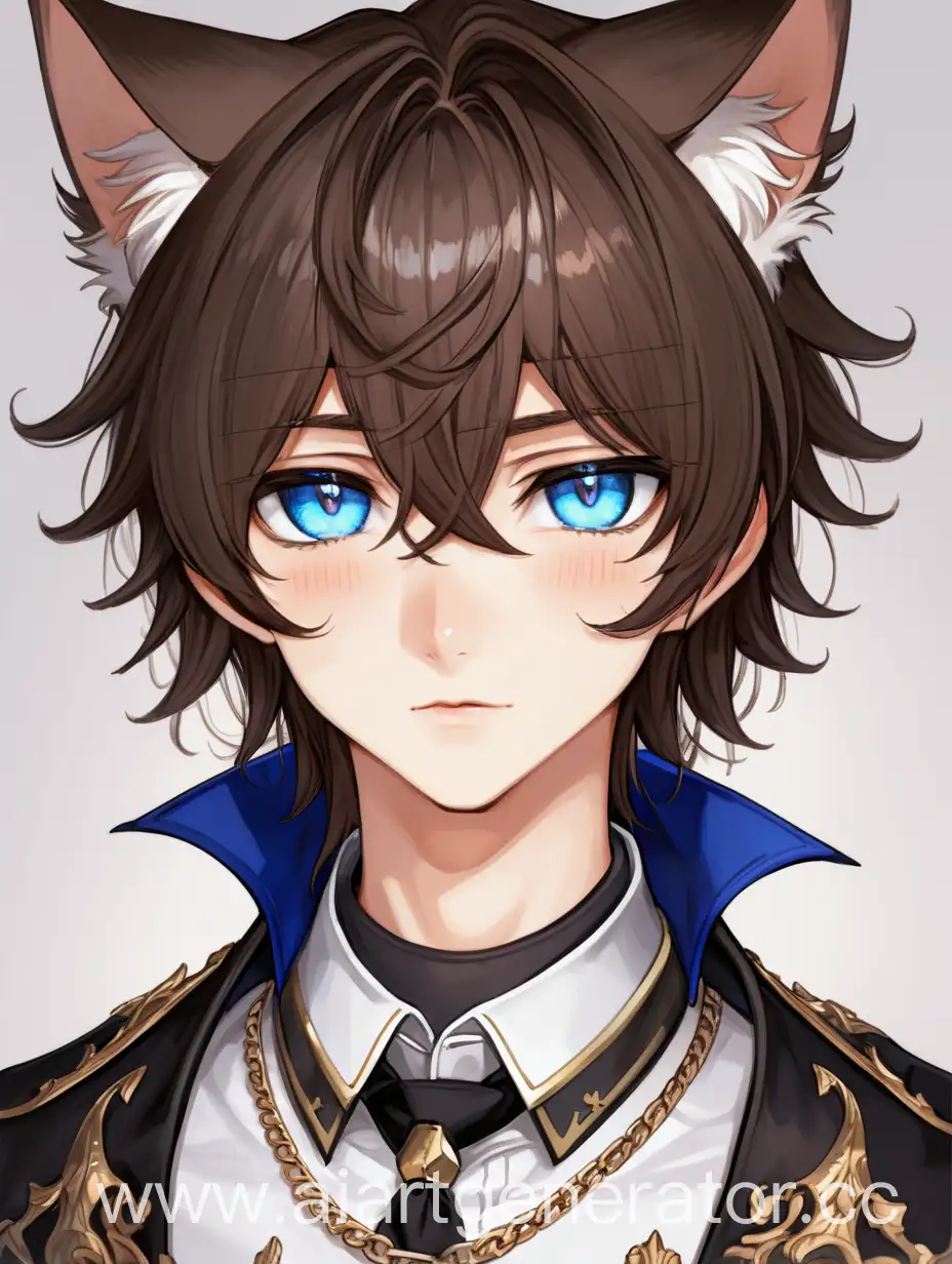 Boy-with-Dark-Brown-Hair-and-Blue-Eyes-Wearing-Cat-Ears-and-Collar