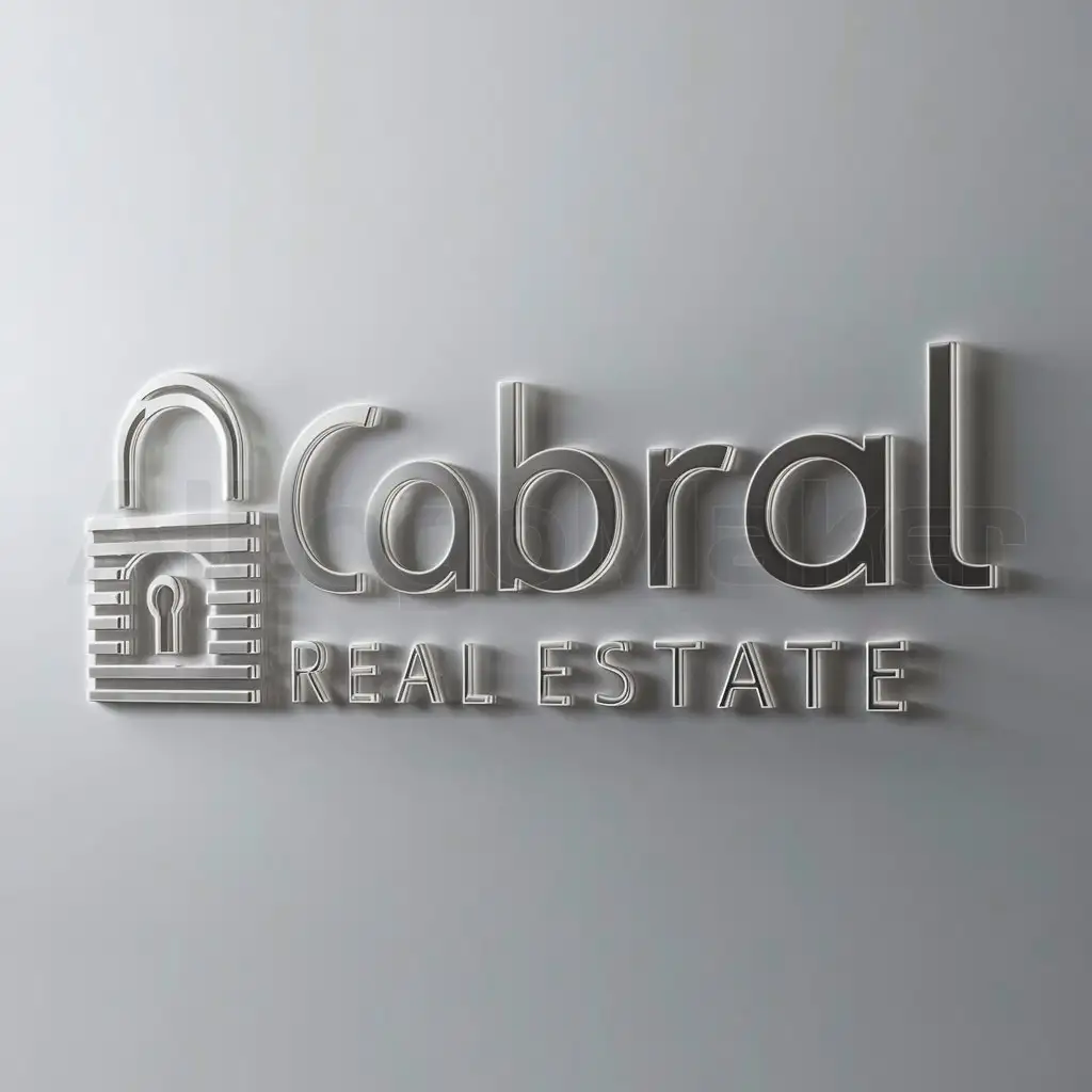 a logo design,with the text "CABRAL Real Estate", main symbol:Uma fechadura digital,Moderate,clear background