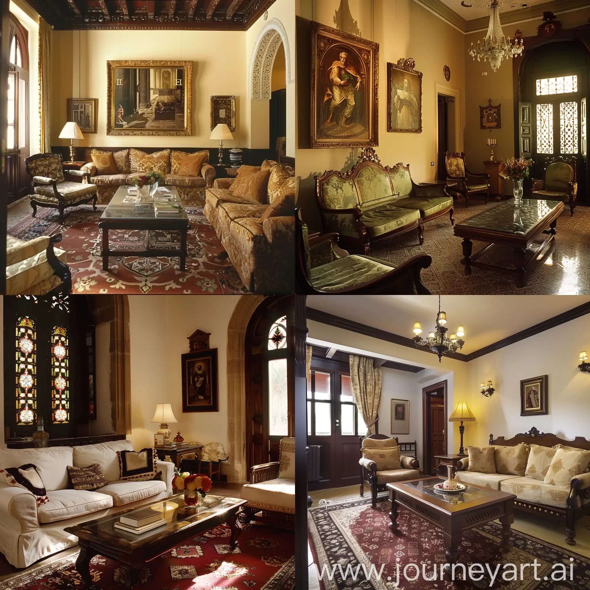 Vintage-Spanish-Hotel-Living-Room-with-Modest-and-Religious-Ambiance