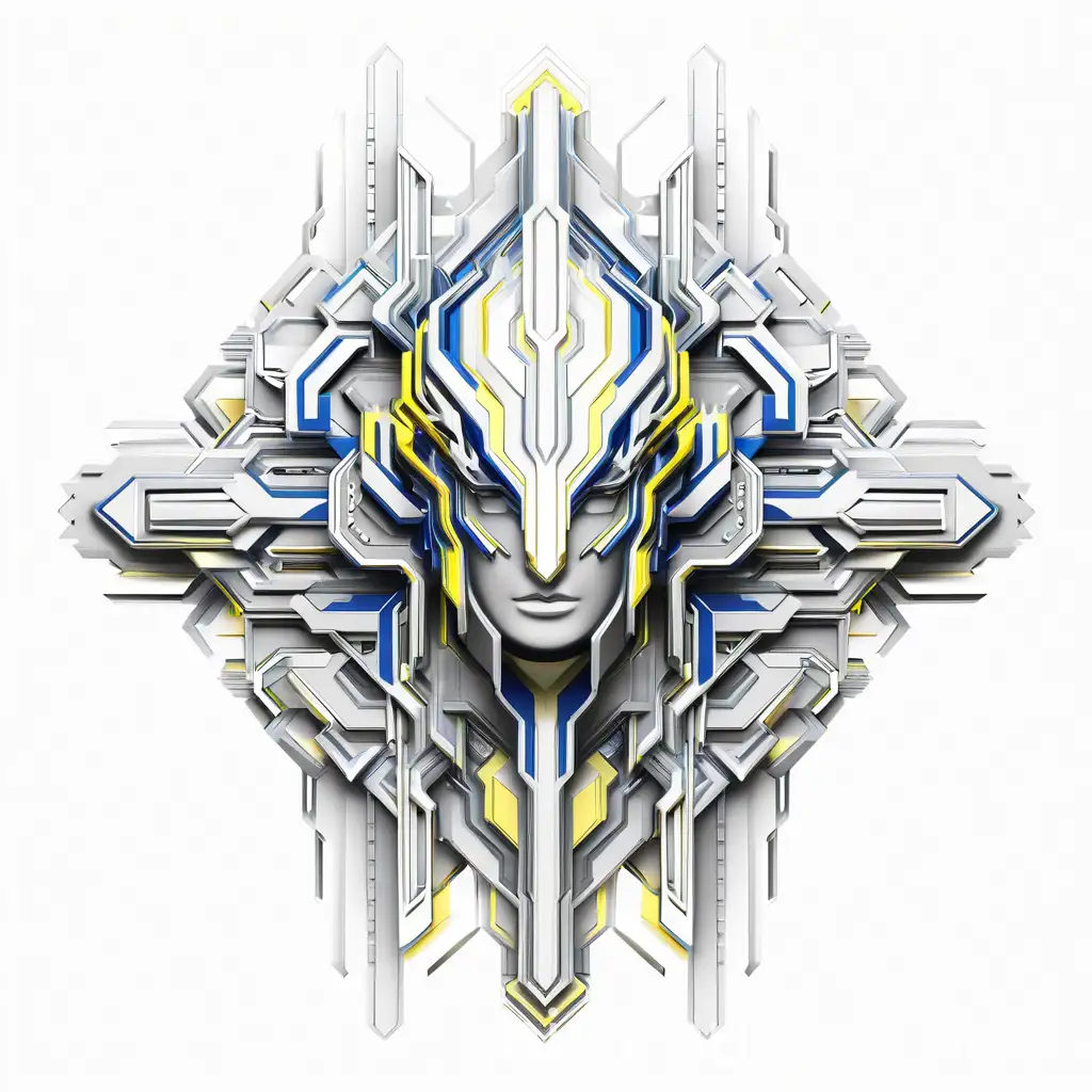 Hyper Detailed 3D Artwork in Yellow Blue and Silver Colors