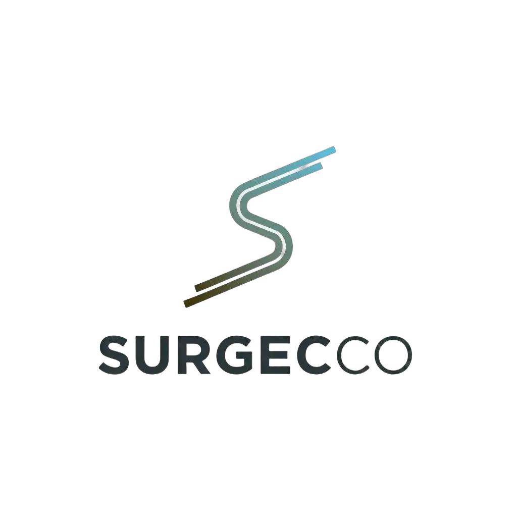 a logo design,with the text "SurgeCo", main symbol:Thin handwriting,Moderate,be used in Finance industry,clear background
