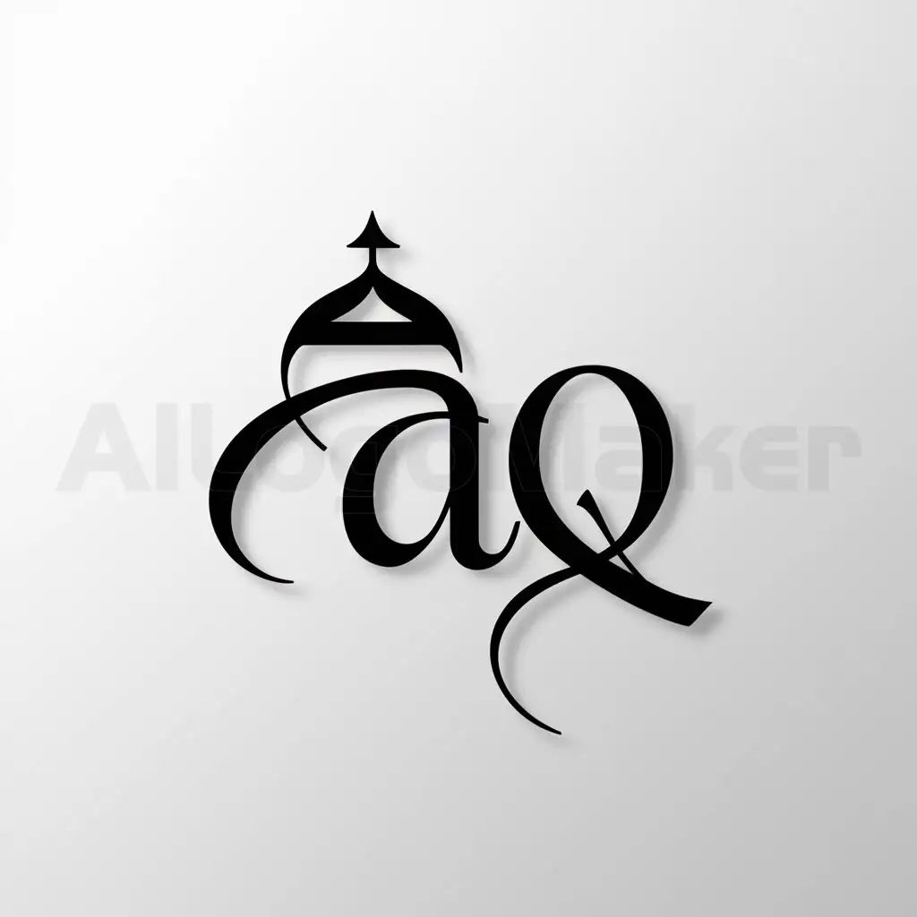 a logo design,with the text "AQ", main symbol:calligraphy,Minimalistic,be used in Religious industry,clear background