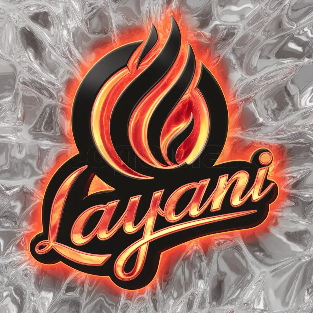 a logo design,with the text 'laYAni', main symbol:Black outline, red, orange, sexy, cursive, fire colors, glow, neon, 3d, clear background, YA fire symbol,Moderate,be used in Education industry,clear background