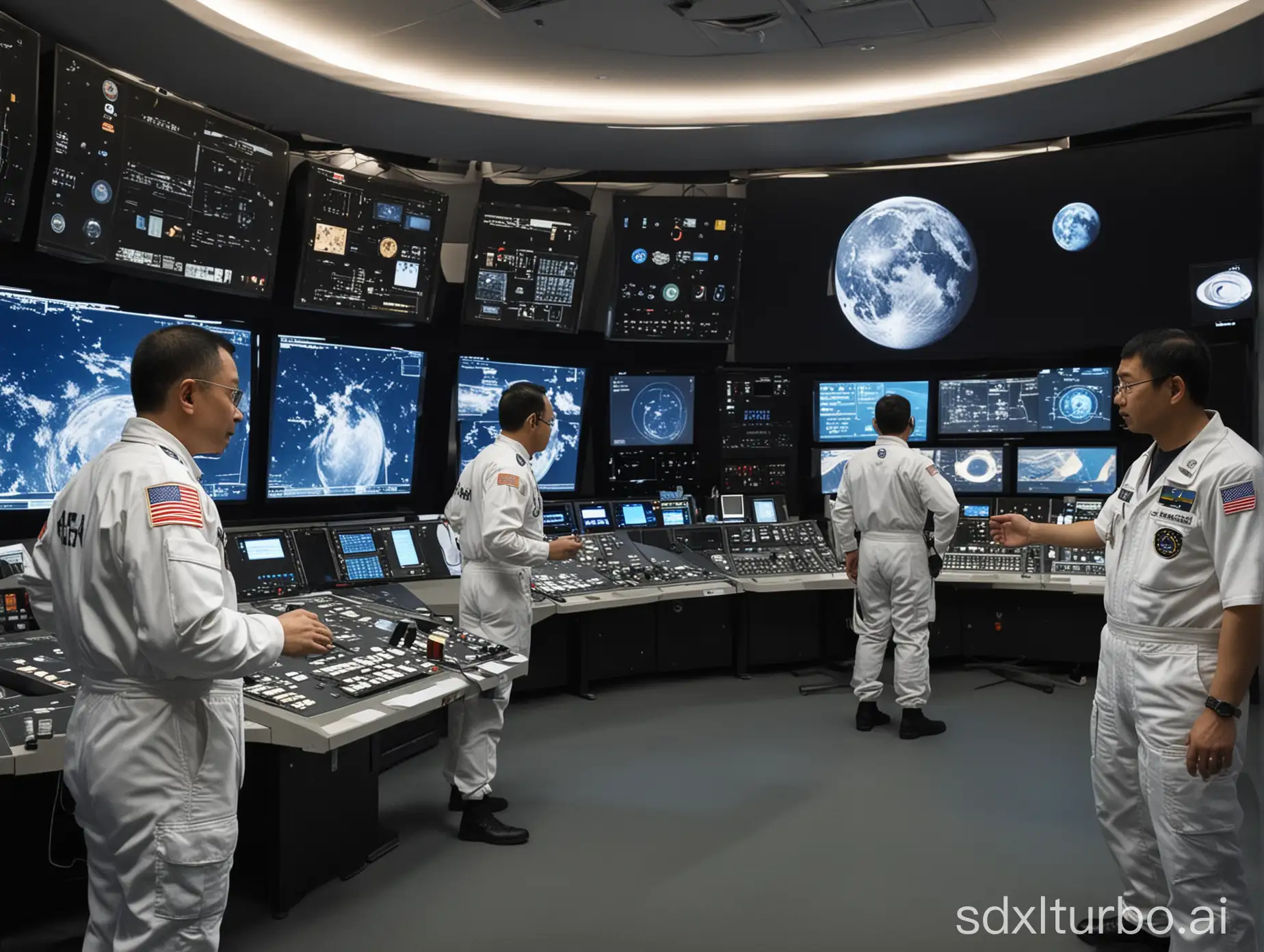 Chinese-Researchers-in-Flight-Control-Center-Monitoring-EarthMoon-Model