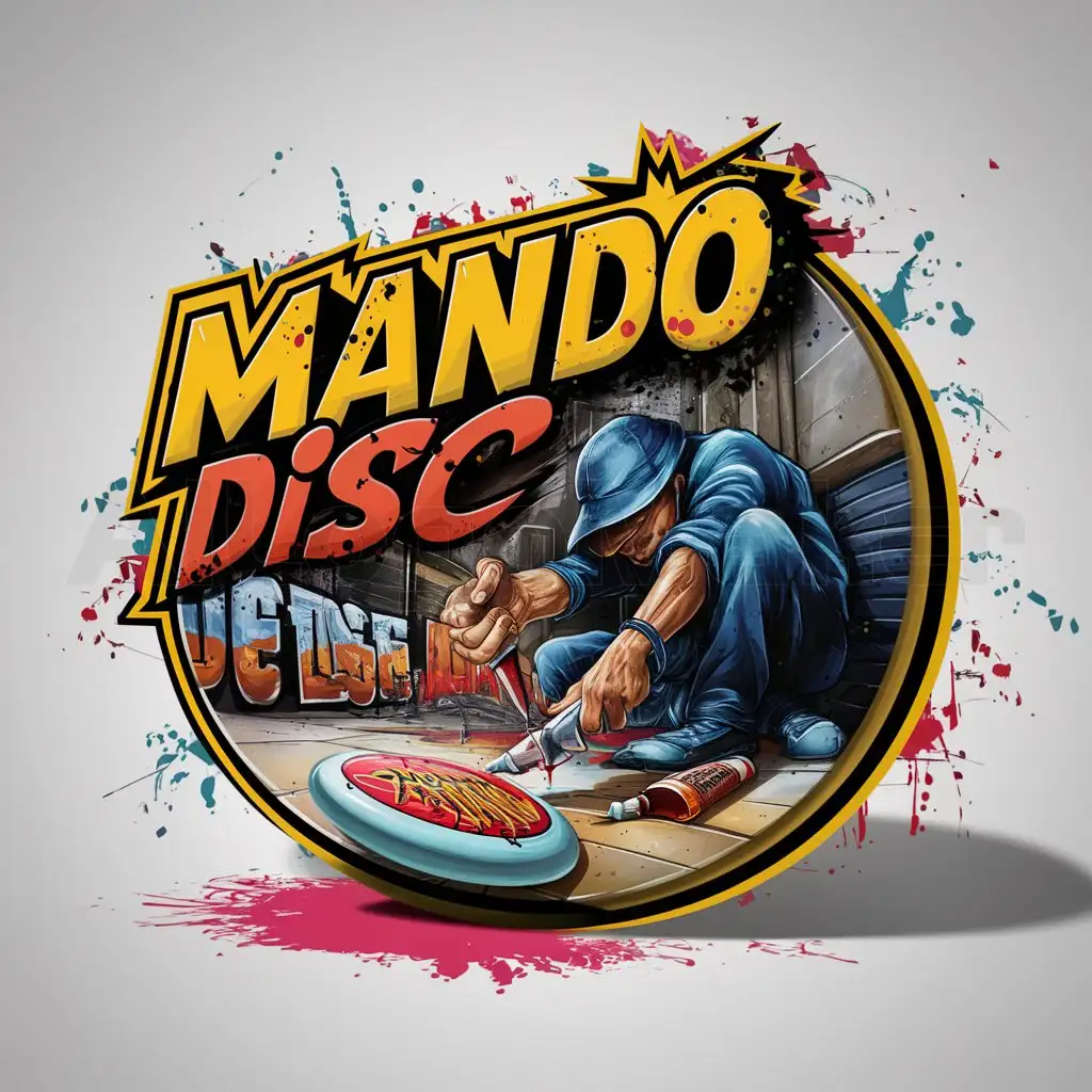 LOGO-Design-For-Mando-Disc-Design-Bold-Graffiti-Style-with-Street-Art-Inspiration