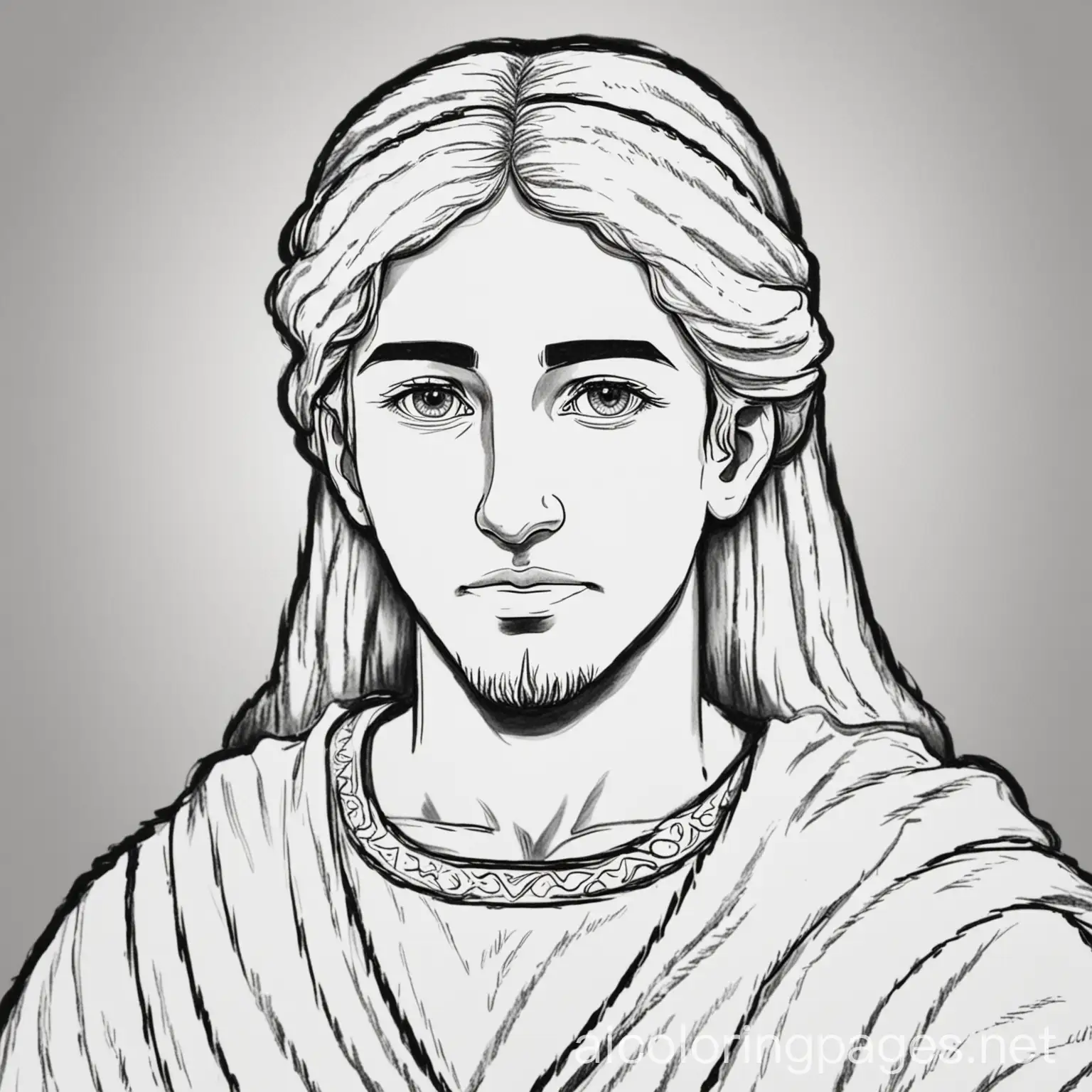 Jacob of the bible black and white coloring page no background, Coloring Page, black and white, line art, white background, Simplicity, Ample White Space. The background of the coloring page is plain white to make it easy for young children to color within the lines. The outlines of all the subjects are easy to distinguish, making it simple for kids to color without too much difficulty
