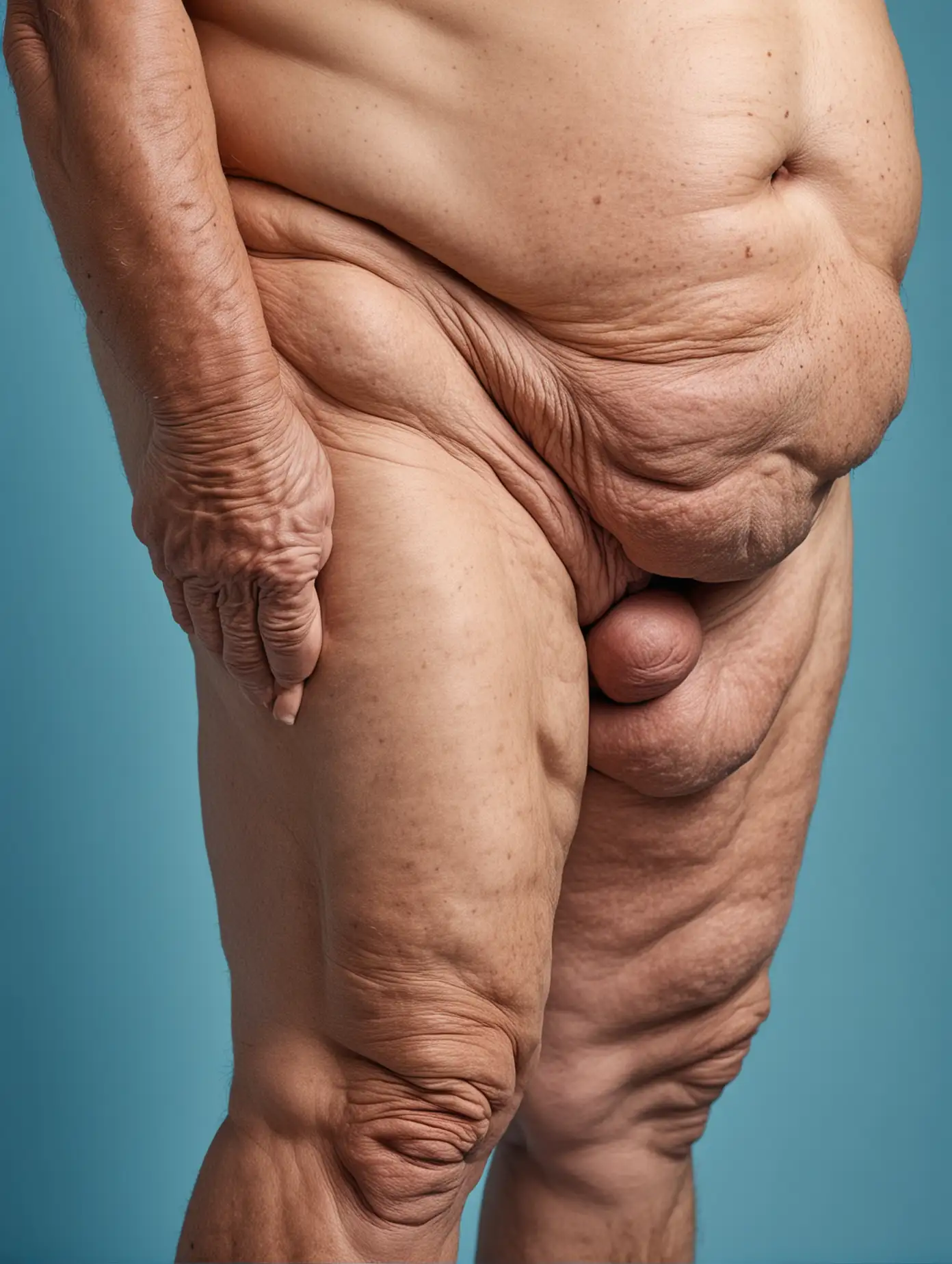 Nude Elderly Man in High Resolution Side Thigh View | AI Image Generator