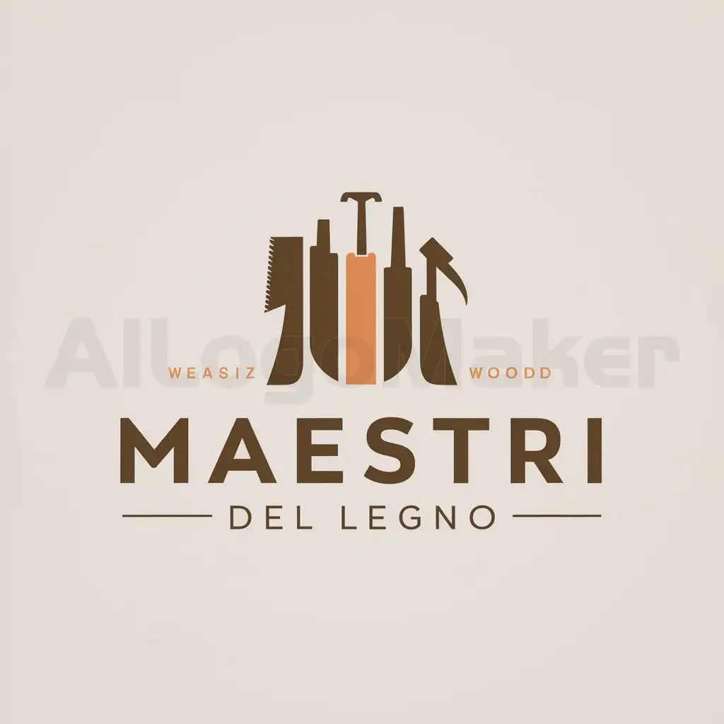 a logo design,with the text "Maestri Del Legno", main symbol:Herramienstas de ebanisteria y carpinteria,Moderate,be used in Construction industry,clear background