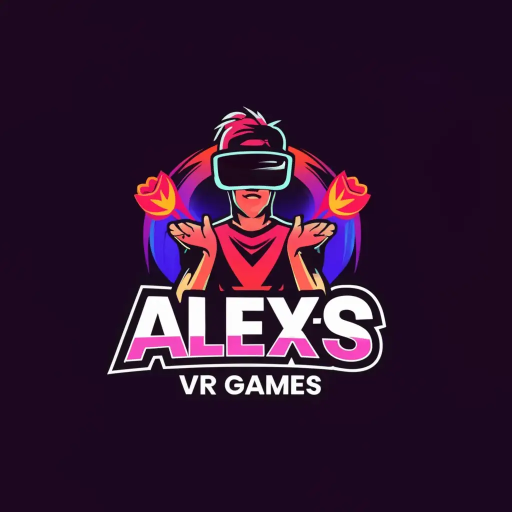 LOGO-Design-for-Alexs-VR-Games-Immersive-Gaming-Experience-with-Rose-Emblem