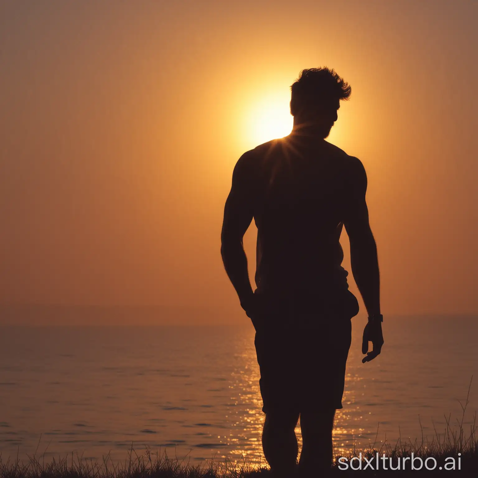 Sunrise-Silhouette-of-a-Handsome-Man