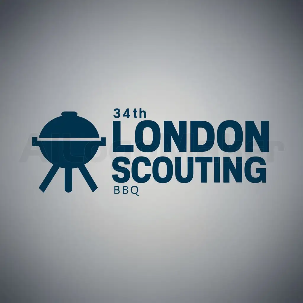a logo design,with the text "34th London Scouting", main symbol:BBQ,Moderate,clear background