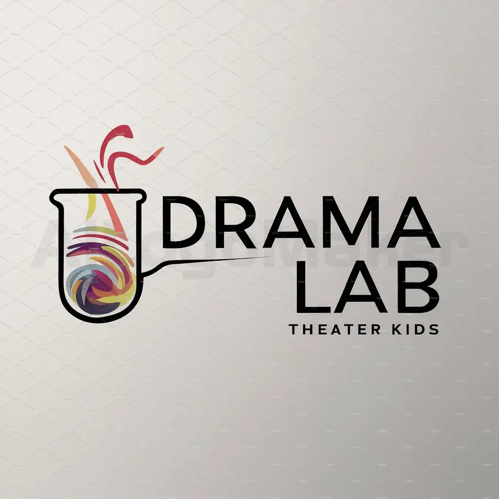 a logo design,with the text "Drama Lab", main symbol:Beaker,Moderate,be used in Theater kids industry,clear background