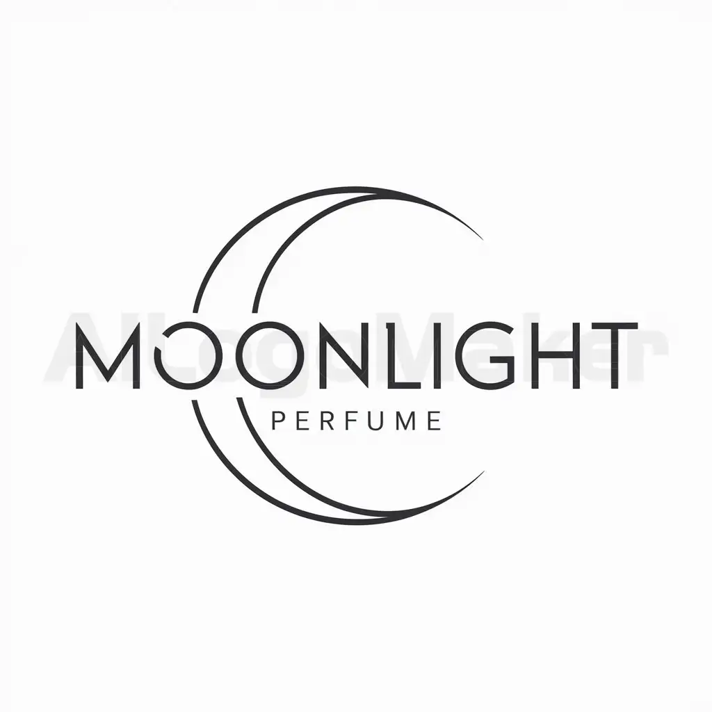 a logo design,with the text "MOONLIGHT PERFUME", main symbol:moon,Minimalistic,be used in Others industry,clear background