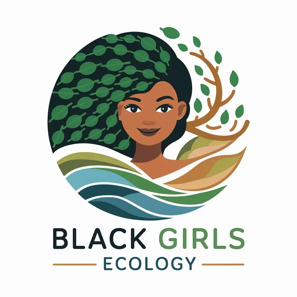 a Logo for: black girls ecology
Colors: #87CCAD, #E29579, #4A786B, #83C4BE, #A5240E