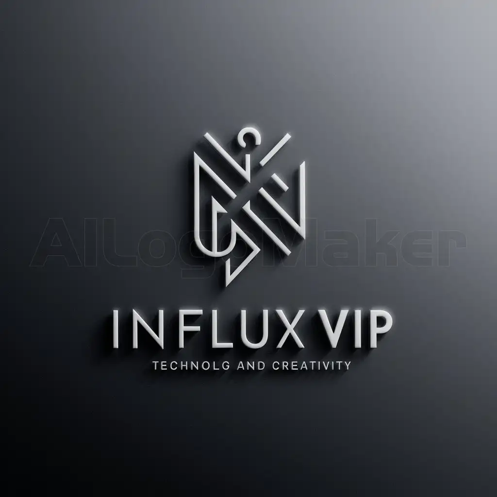 Minimalistic logo design,with the text 'INFLUX VIP', main symbol: The minimalist logo design strikes a balance between simplicity and sophistication, reflecting the agency's commitment to cutting-edge technology and creativity. It is scalable and adaptable for various applications, including digital platforms, stationery, and marketing materials. The clean lines and minimalistic approach ensure that the logo remains timeless and easily recognizable, embodying the essence of INFLUX VIP mission and vision. Minimalistic, clear background