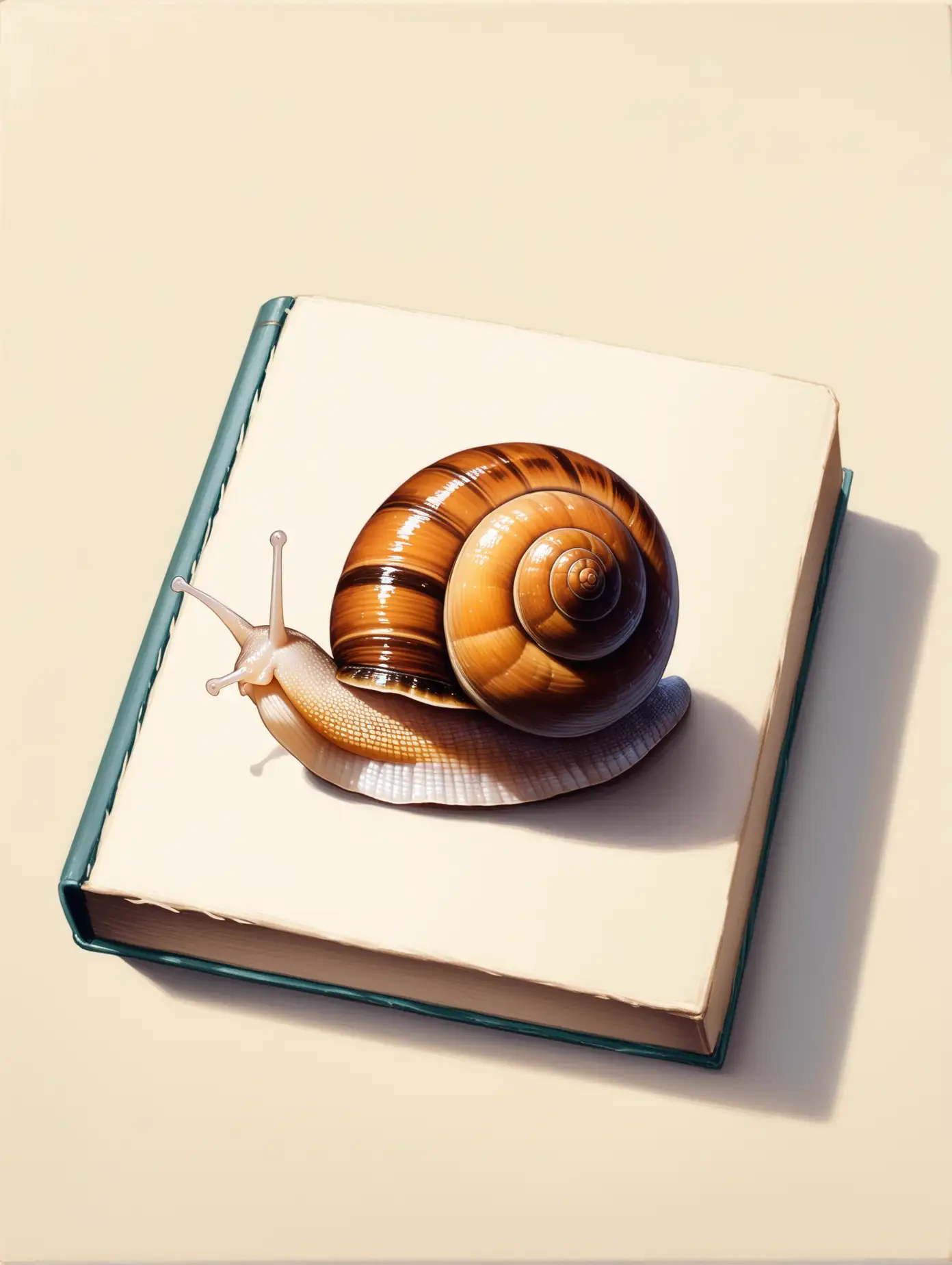 Modern Book with Snail Painting Whimsical Artwork Depicting a Snail on a Closed Book