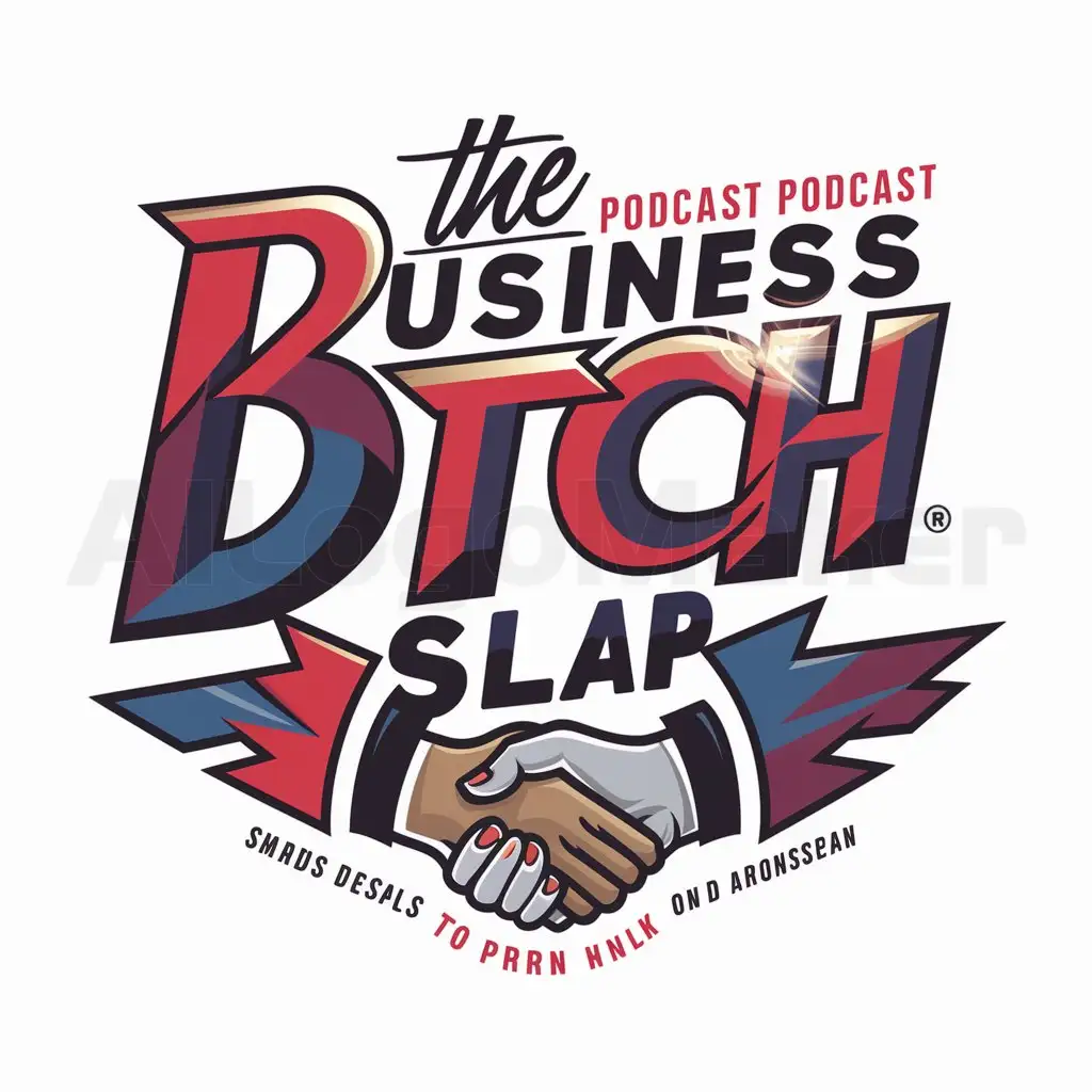 a logo design,with the text "The Business Bitch Slap", main symbol:The Business Bitch Slap is a new podcast hosted by three badass business women in different companies within the same industry. We are looking for something edgy and modern. A logo that can potentially be branded onto products (shirts, mugs, etc). The podcast will have the co-hosts and interviews talking about business challenges and tips and tricks to success. We want to see powerful colors like the family of blue, purple, red and accent of gold.... not all of them together as we want to see what you can create. Red means power, purple means success, blue means inspiration and creativity i think. You can include something with the two B's "Business and Bitch" with one big B as the main emphasis as an option for me to look at.,Moderate,clear background