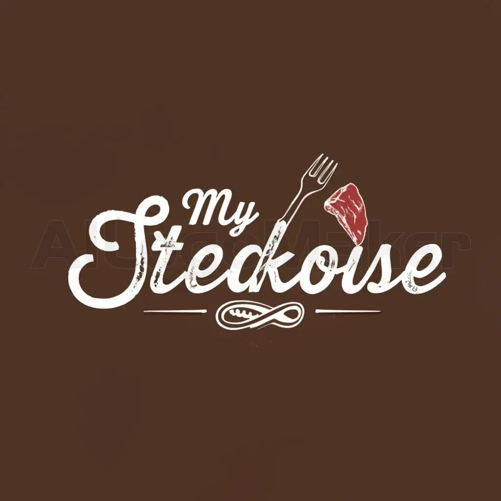 a logo design,with the text "My steakhouse", main symbol:Meat and knife and fork,Moderate,be used in Restaurant industry,clear background