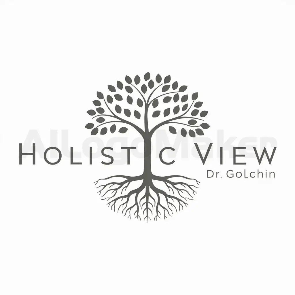 a logo design,with the text "holistic view Dr.golchin", main symbol:a tree with root,Moderate,be used in Medical Dental industry,clear background