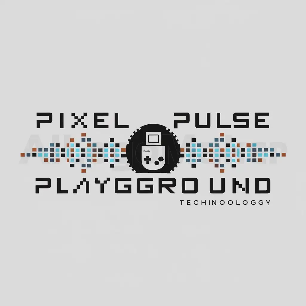 a logo design,with the text "Pixel Pulse Playground", main symbol:Pixel,pulse,gameboy,Moderate,be used in Technology industry,clear background