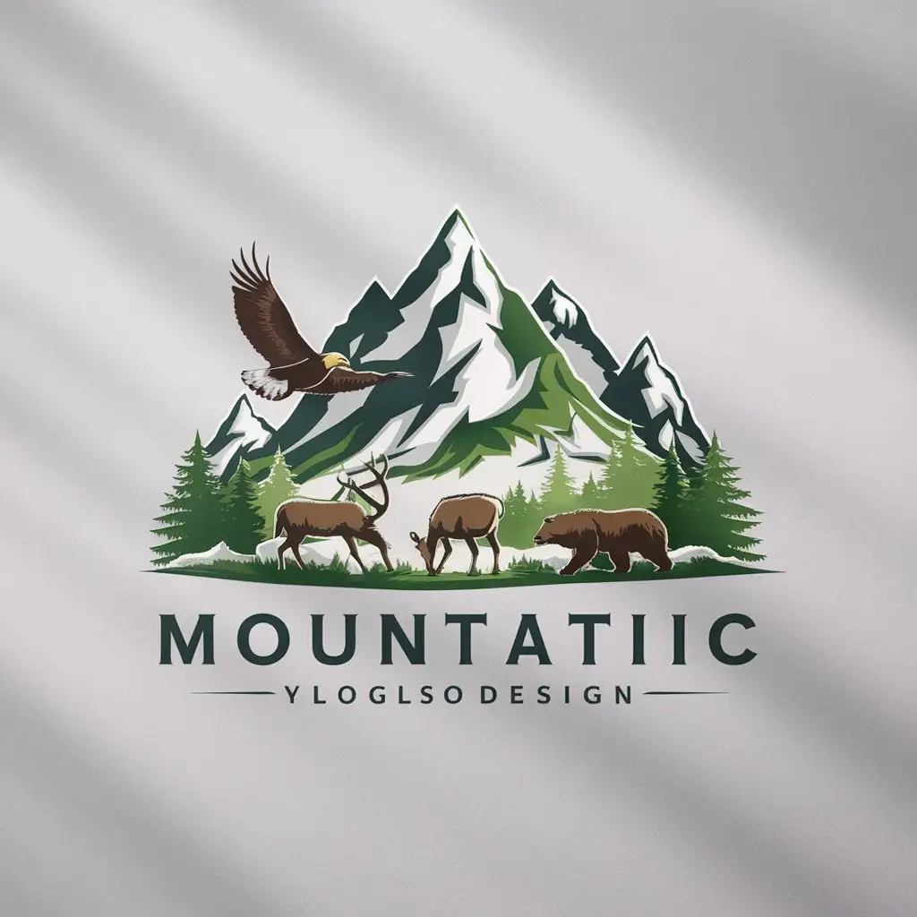 logo avec une montagne et des animaux