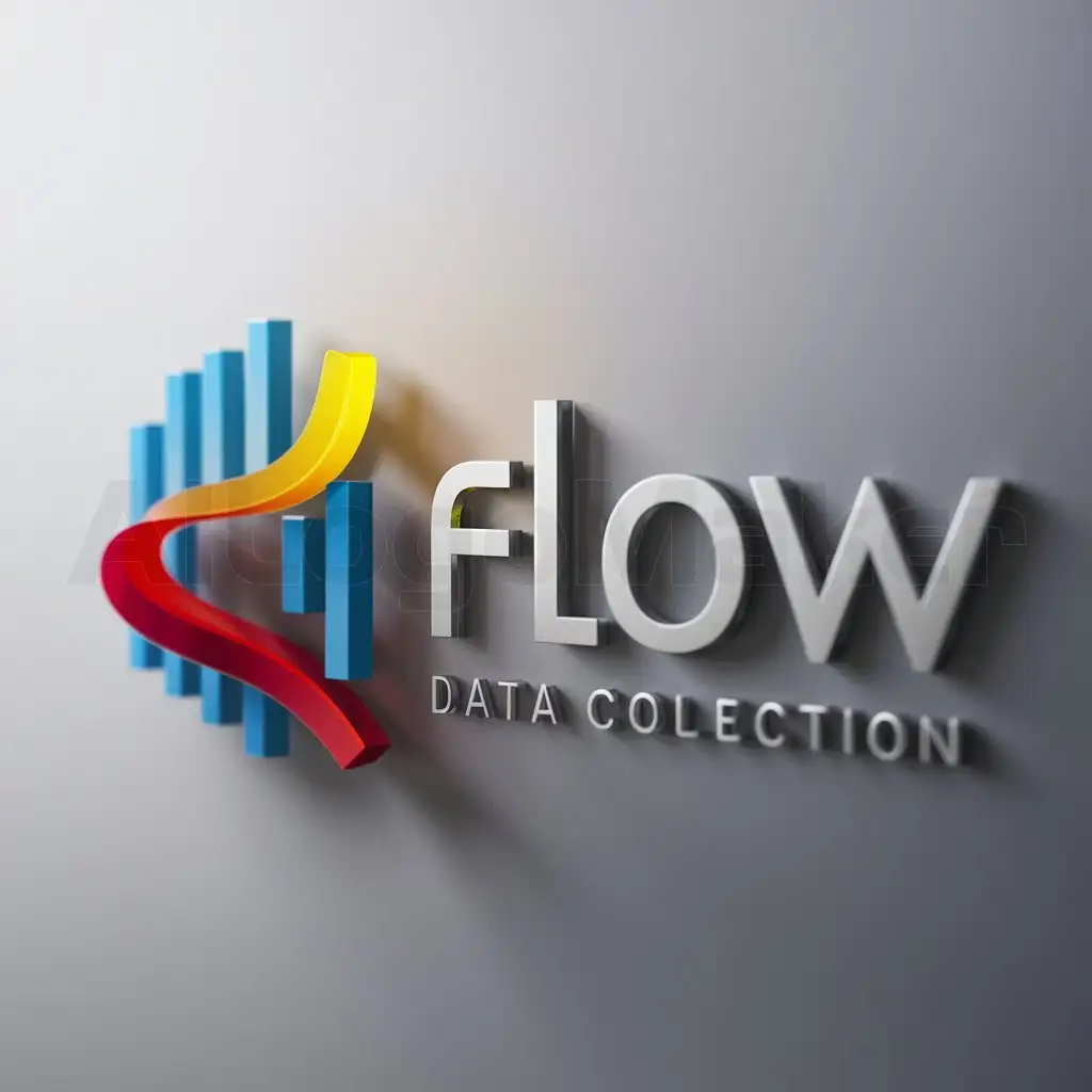a logo design,with the text "Flow", main symbol:data stream to Gant chart,Moderate,be used in data collection industry,clear background