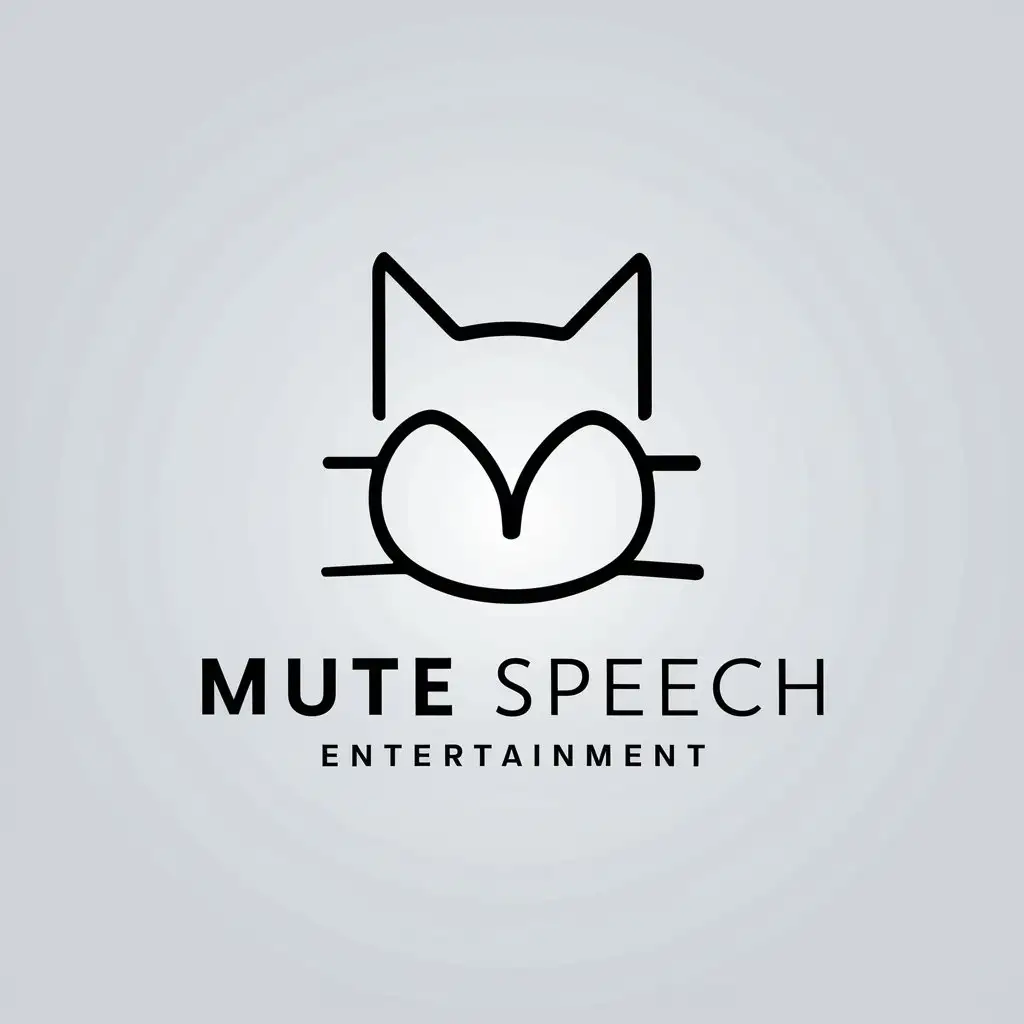 a logo design,with the text "mute speech", main symbol:cat,Minimalistic,be used in Entertainment industry,clear background