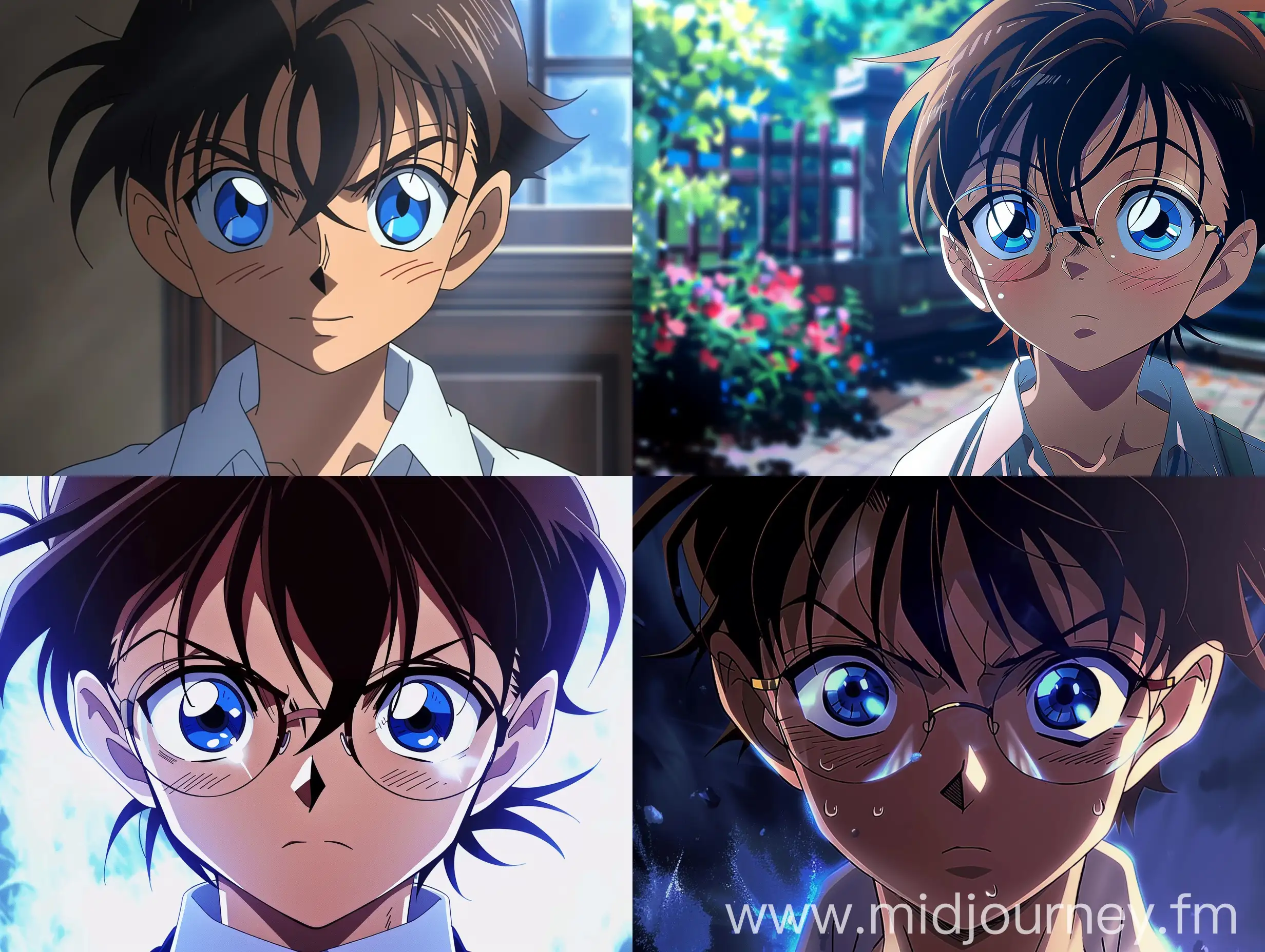 Detective Conan Sleuth with Blue Eyes and Elegant Hair in Cinematic ...