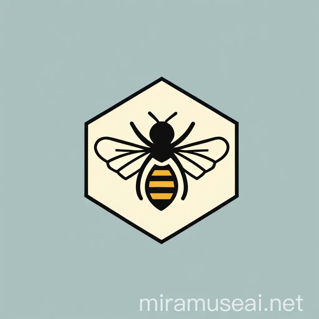 Abstract New Bee Logo with Simplified Lines and Beehive Concept