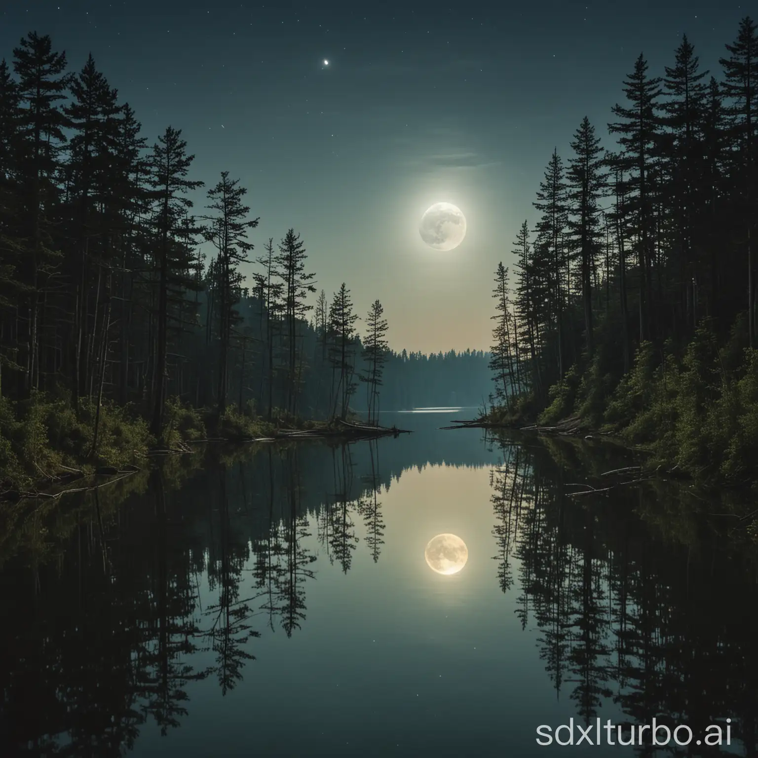 Moonlit-Forest-by-the-Lake