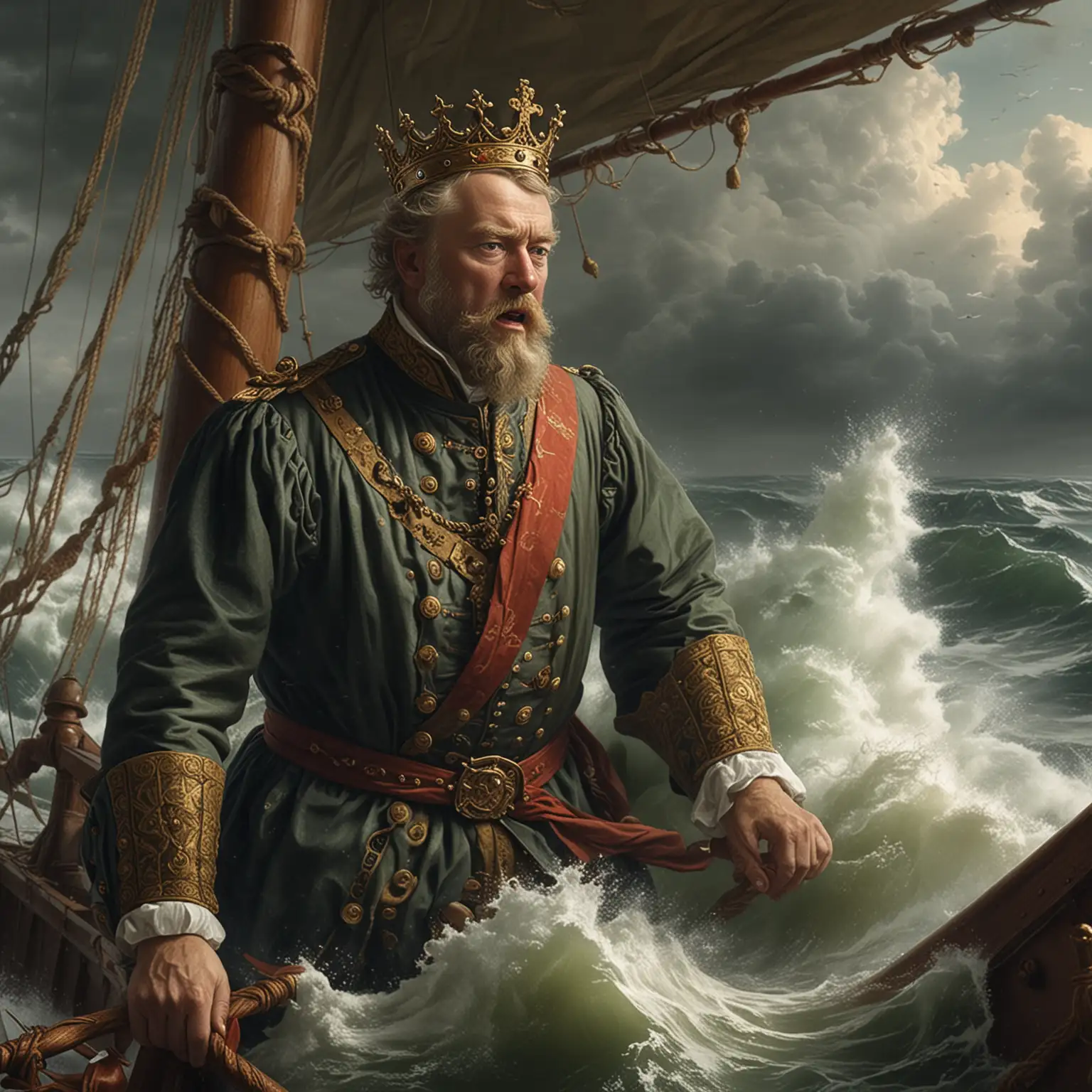 A danish king sailing rough seas