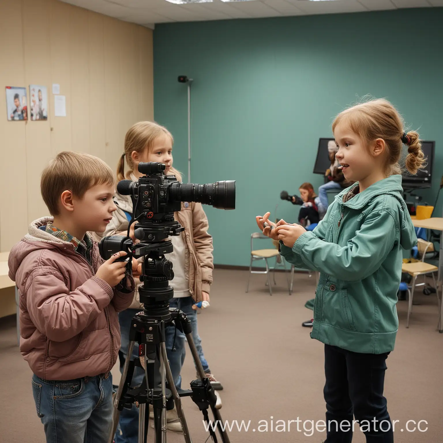   детский медиа центр , русские дети, съемка, камера, микрофон 