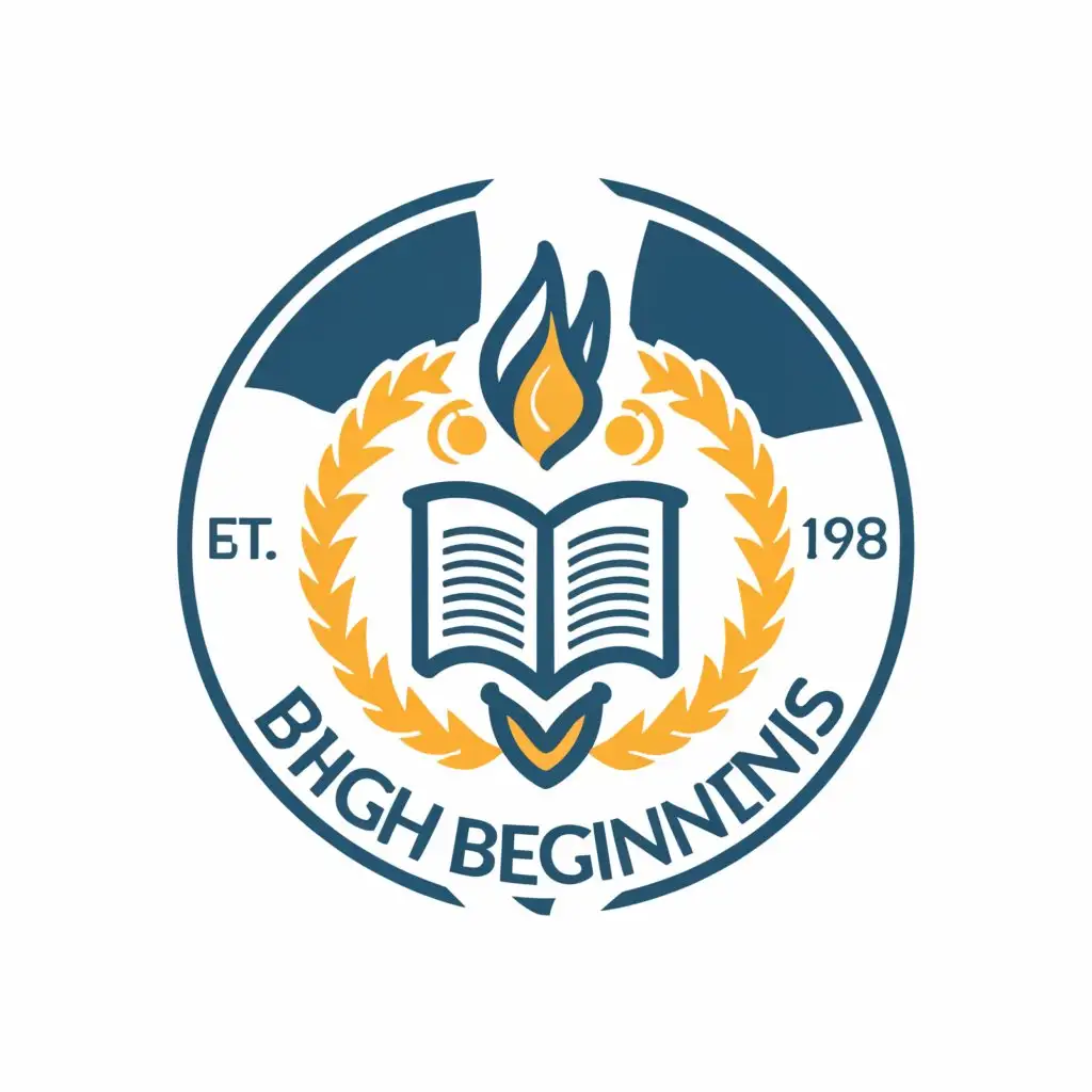 a logo design,with the text "A logo design for school crest. the name is Bright Beginnings", main symbol:booklet and torch,Moderate,clear background