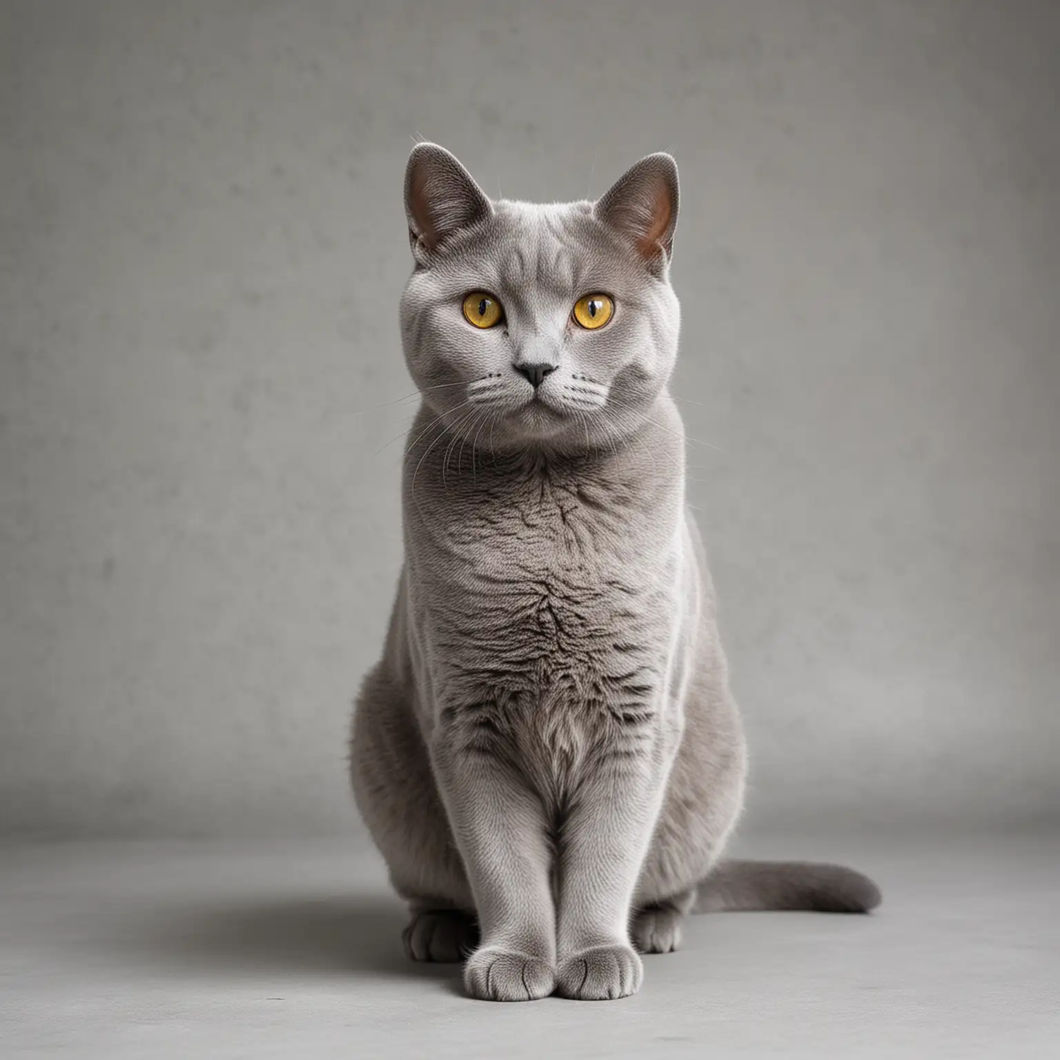 Gato chartreux con un fondo blanco