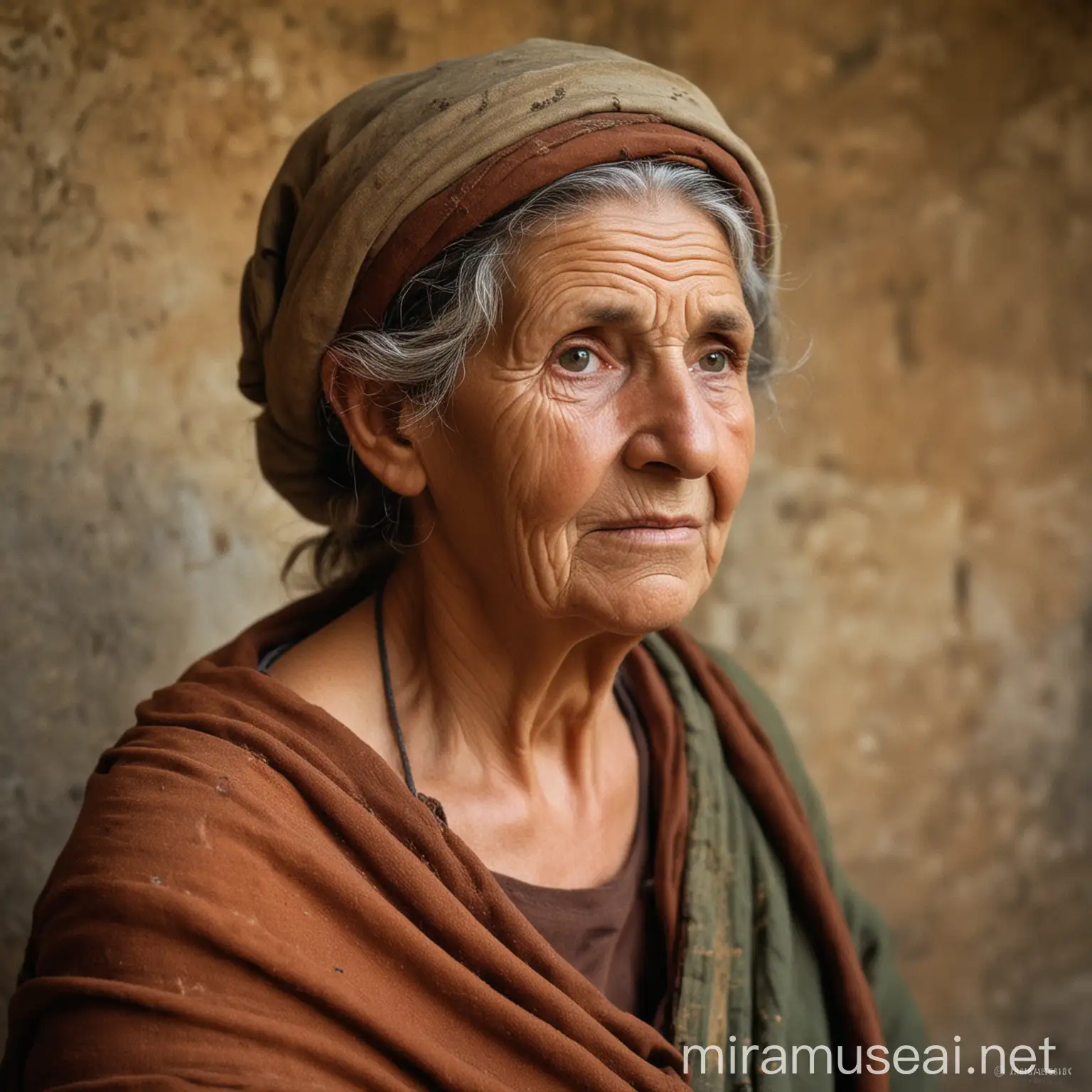 Etruscan Old Woman Portrait Drawing