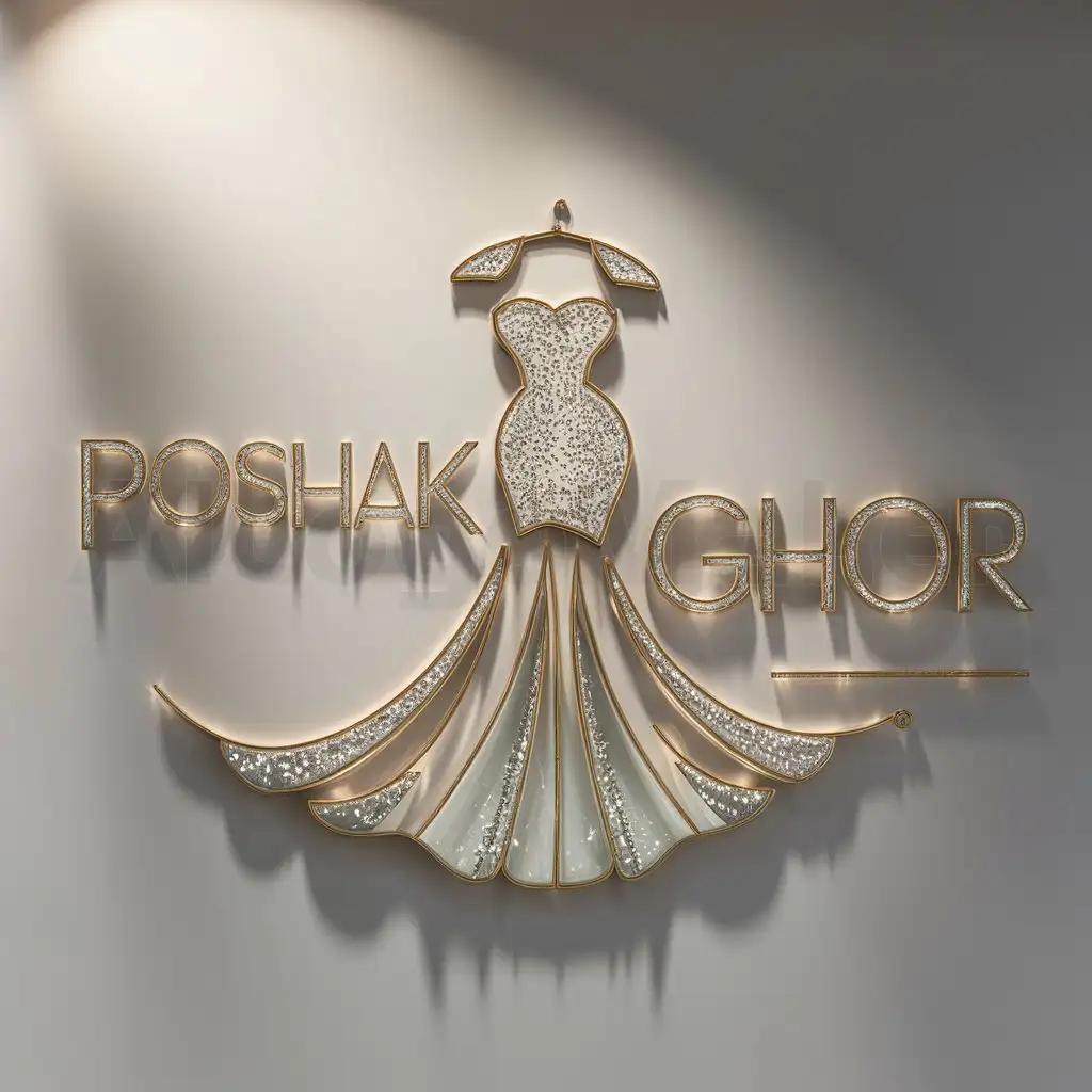 a logo design,with the text "Poshak ghor", main symbol:clothing,Moderate,clear background