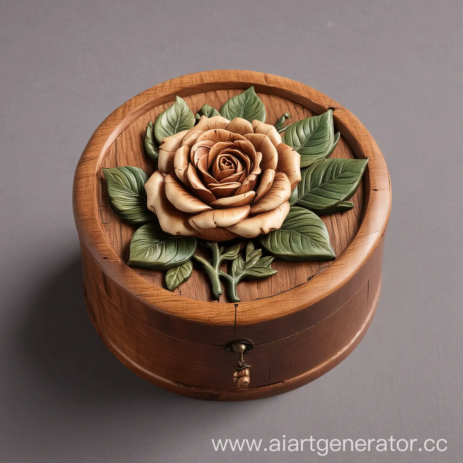 деревянная шкатулка для украшений в виде бутона розы