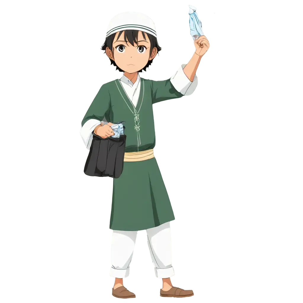 PNG-Image-Anime-of-Men-in-Islamic-Attire-Discouraging-Rubbish-Disposal