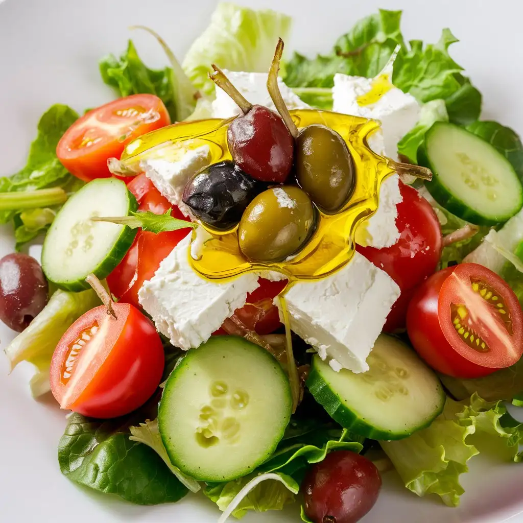 Fresh Greek Salad with Feta Cheese Olives and VineRipe Tomatoes