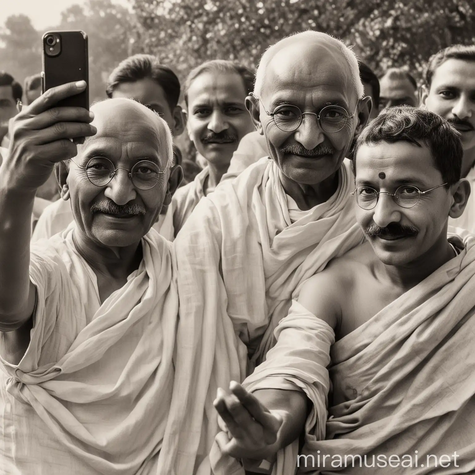 mahatma gandhi taking selfie with nathram godse