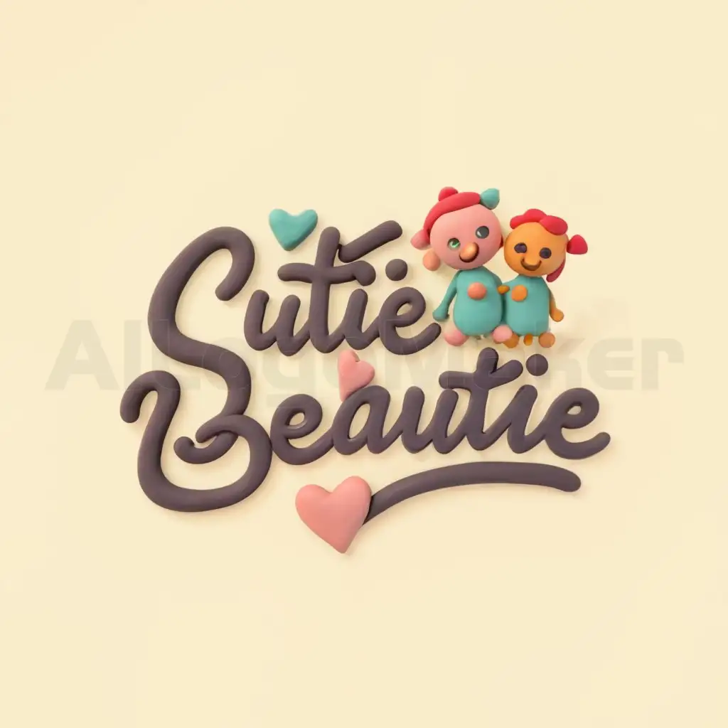 a logo design,with the text "Cutie beautie", main symbol:"""
Playful Characters: Create cartoonish characters made of clay with big, adorable eyes and smiling faces.

Clay Sculptures: Use illustrations or stylized representations of clay sculptures, perhaps in the shape of hearts, stars, or other cute motifs.

Colorful Palette: Incorporate a vibrant color palette that reflects the playful and cheerful nature of your creations.

Text Treatment: Experiment with playful fonts or hand-drawn lettering for the name "Cutie Beautie" to add a personalized touch.

Clay Texture: Add texture to the logo to evoke the feel of clay, such as using subtle clay-like patterns or effects.
""",Moderate,be used in Handmade clay business industry,clear background