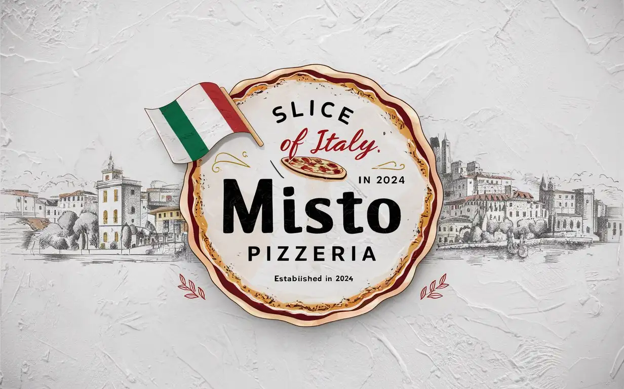 Misto Pizzeria Vintage Italian Slice of Italy with Minimalist Edge Decoration