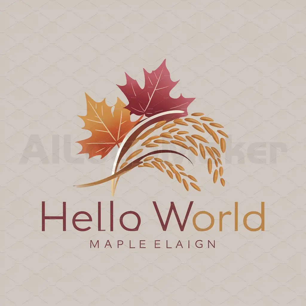 LOGO-Design-For-Hello-World-Maple-Leaves-and-Ears-of-Rice-Theme