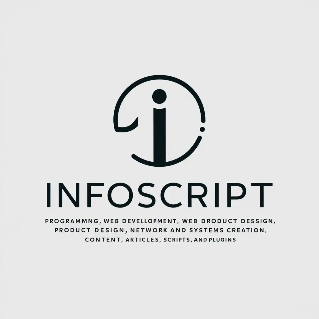 a logo design,with the text "infoscript", main symbol:Infoscript has solutions in programming and web development, Product design, creation of websites, networks and computer systems, creation and dissemination of some articles, scripts and plugins,n,Moderate,be used in Tecnology informatica industry,clear background