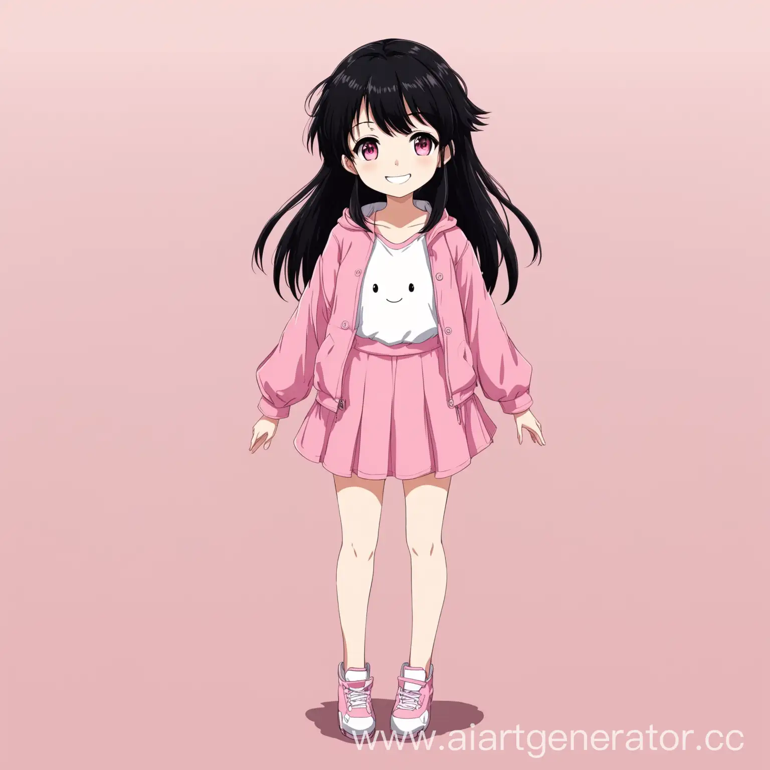 Adorable-Anime-Girl-with-Black-Hair-in-Pink-Outfit-Smiles-for-Avatar-Portrait