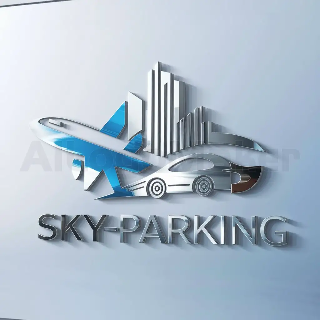 LOGO-Design-For-SkyParking-Dynamic-Fusion-of-Aviation-and-Automotive-Themes-on-a-Clean-Background