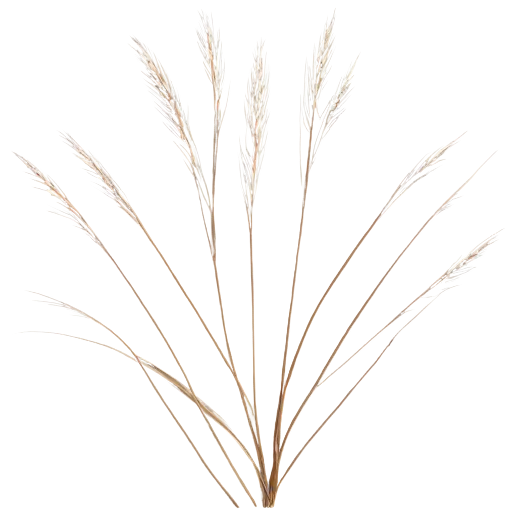  clumps of brownish grass with thin stalks and feathery white seed heads