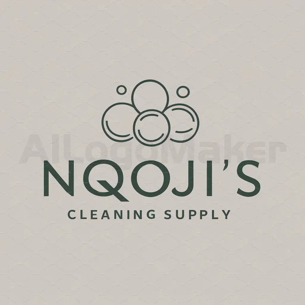 a logo design,with the text 'Nqoji''s Cleaning Supply' dark green font color, main symbol:logo symbols soap bubbles,Moderate,be used in 0 industry,clear background