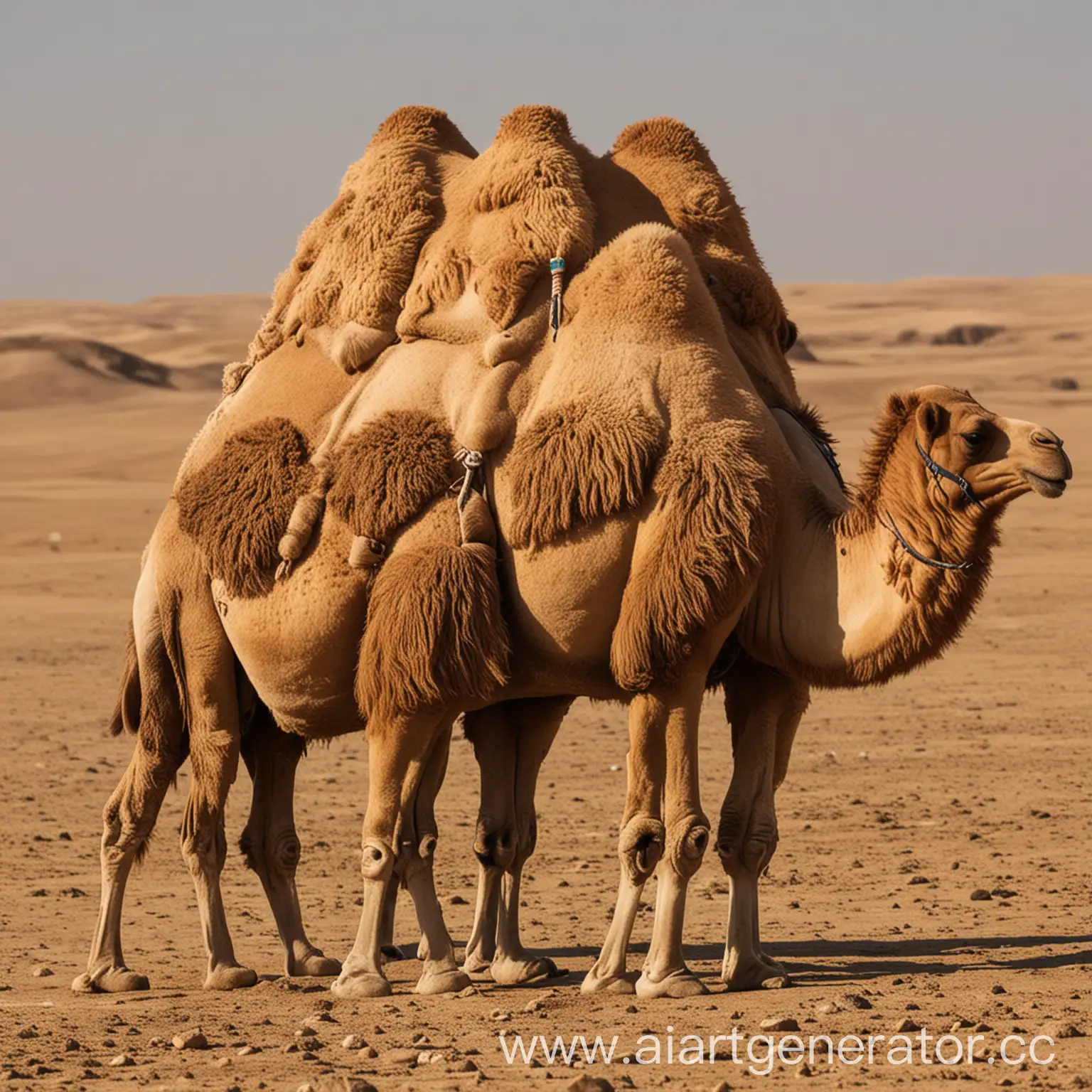 Many humps on the back of a Bactrian camel.